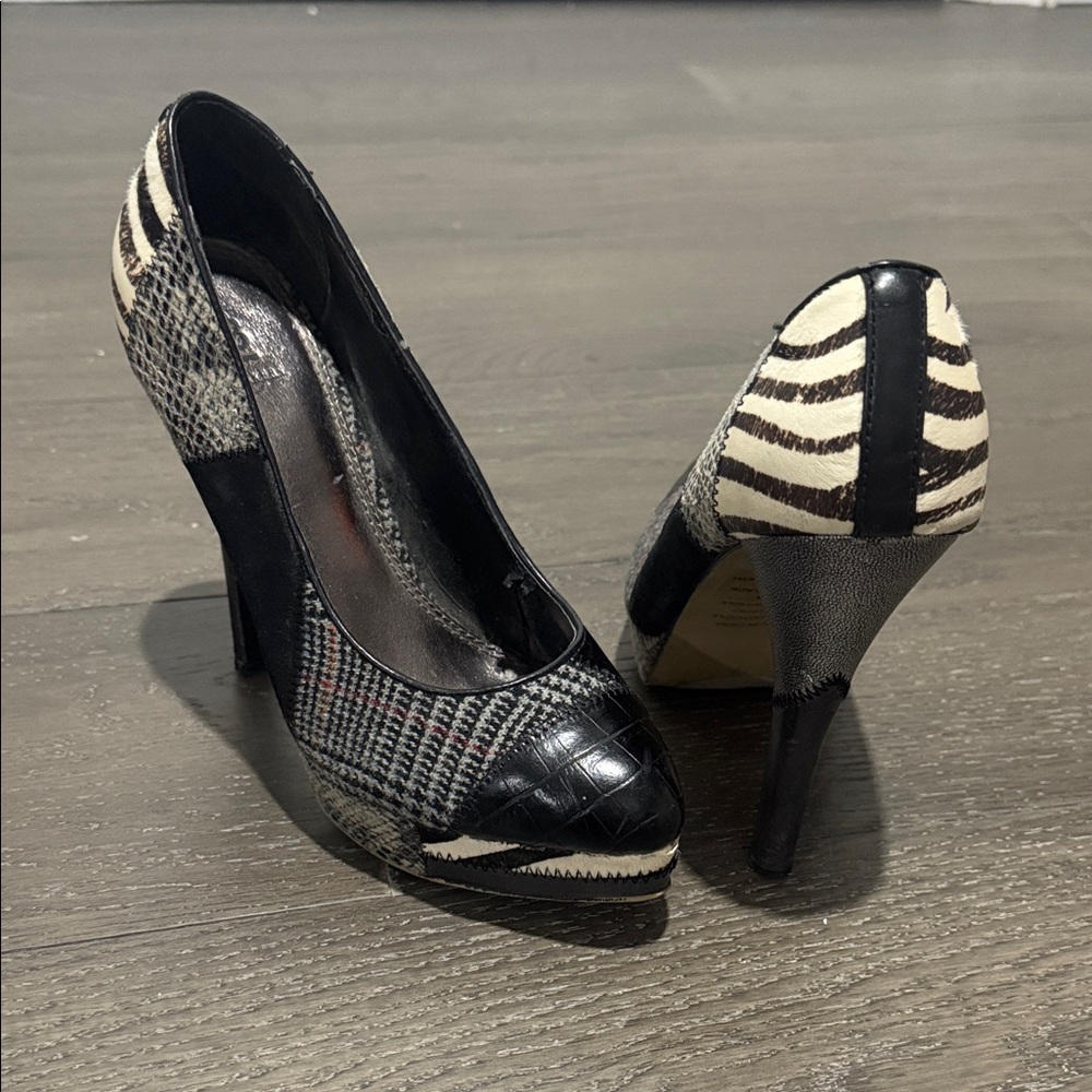 Bakers Black and White Patterned Heels